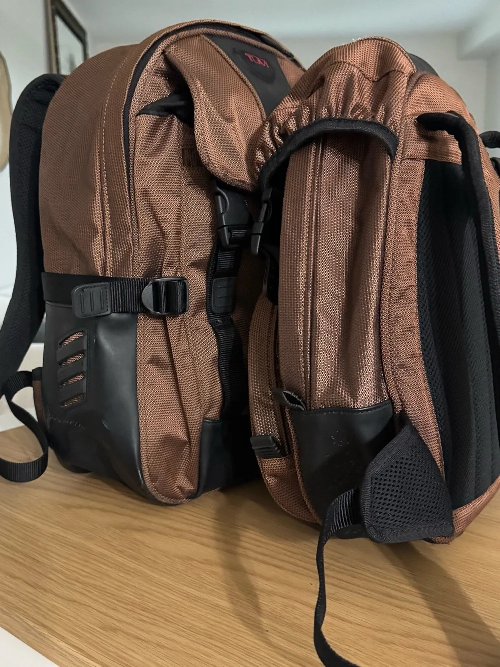 Tumi Men's Brown Nylon Backpack Duo with Black Trim